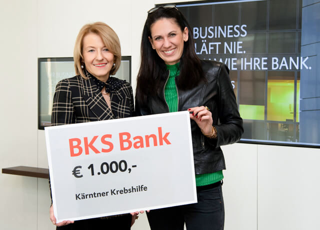 <h2>BKS Bank unterstützt Krebshilfe Kärnten</h2>