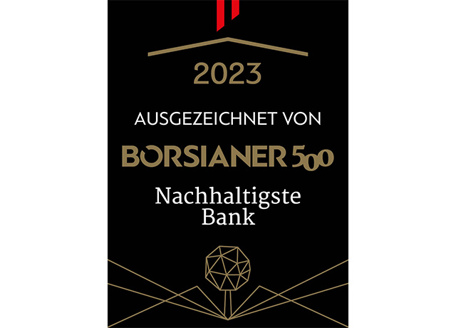 Auszeichnung zur nachhaltigsten Bank in Österreich