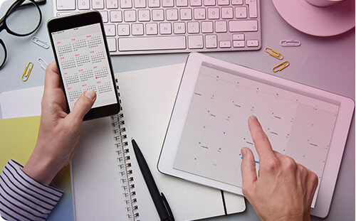 Kalender auf Tablet und auf Smartphone