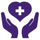 Icon mit zwei Händen und einem Herz