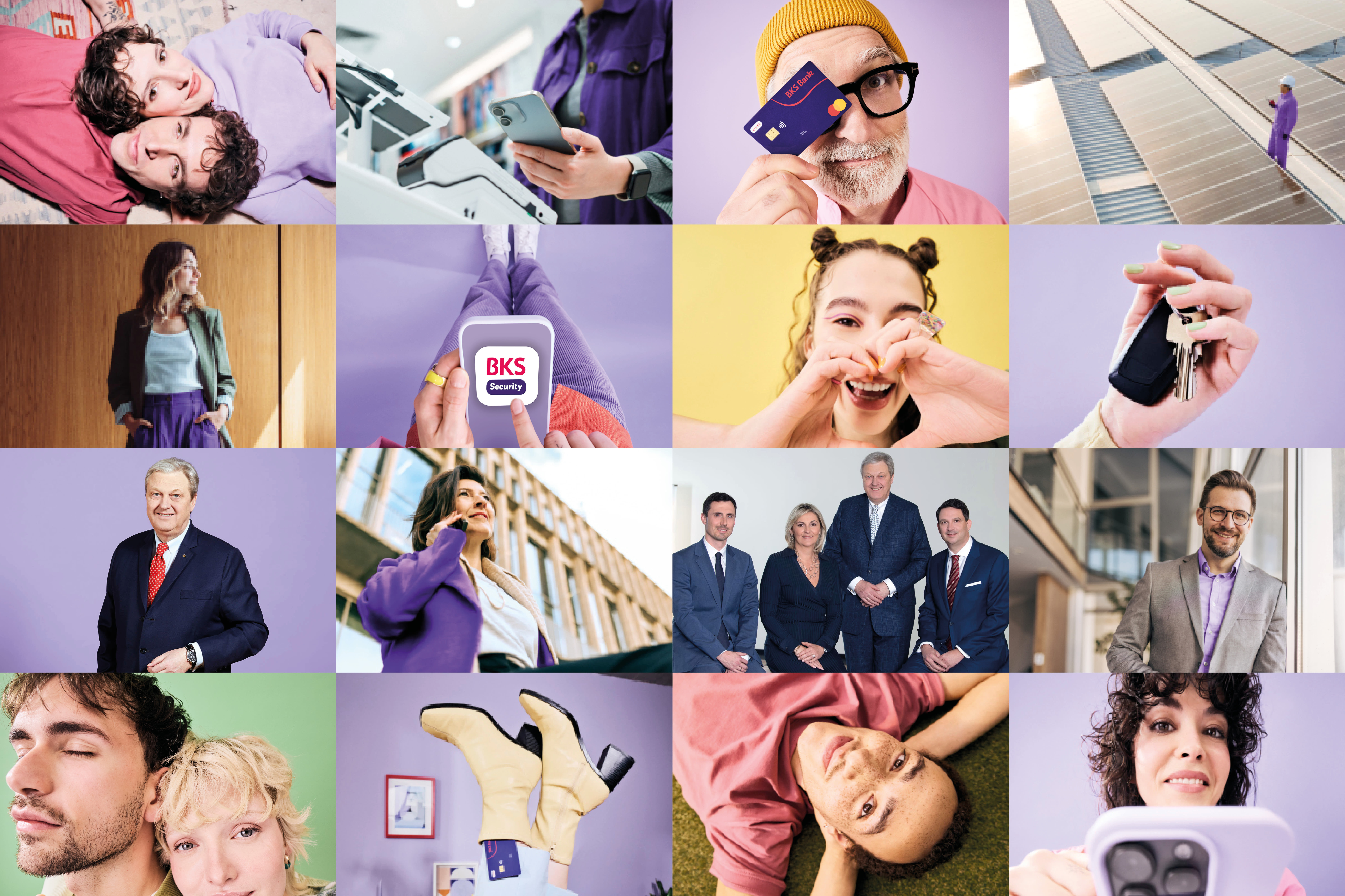 Collage von Bildern im BKS Bank Stil.