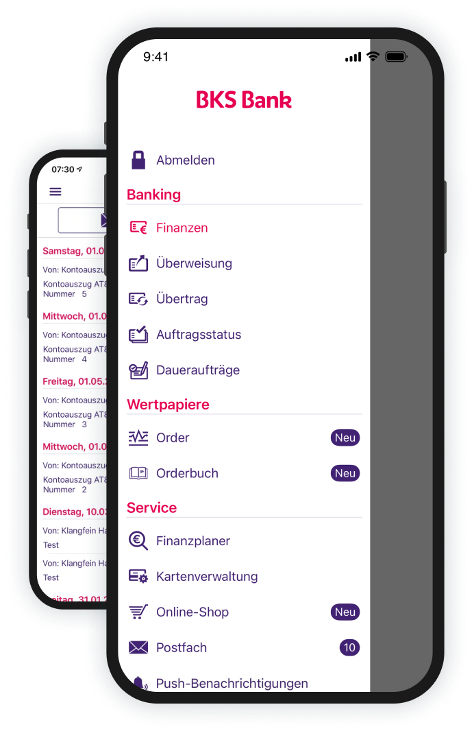 Handy mit geöffneter BKS Bank App